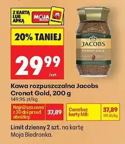 Biedronka KAWA ROZPUSZCZALNA JACOBS CRONAT GOLD 200 G oferta