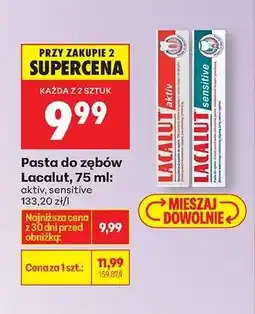 Biedronka Pasta do zębów Lacalut 75 ml aktiv sensitive oferta