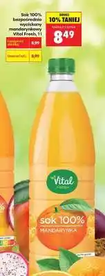 Biedronka Sok 100% bezpośrednio wyciskany mandarynkowy Vital Fresh, 1 l oferta