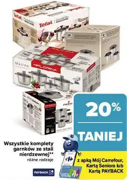 Carrefour Wszystkie komplety garnków ze stali nierdzewnej oferta