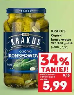 Kaufland KRAKUS Ogórki konserwowe 920/450 g słoik oferta
