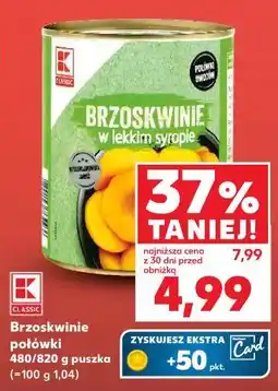 Kaufland Brzoskwinie połówki w lekkim syropie 480/820g puszka oferta