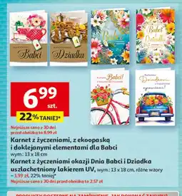Auchan Karnet z życzeniami okazji Dnia Babci i Dziadka z uszlachetnionym lakierem UV oferta