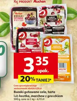 Auchan Buraki gotowane całe, tarte lub kostka, marchew z groszkiem oferta