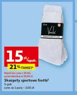 Auchan Skarpety sportowe frotte 5-par oferta