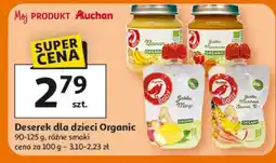 Auchan Deserek dla dzieci Organic 90-125g, różne smaki oferta