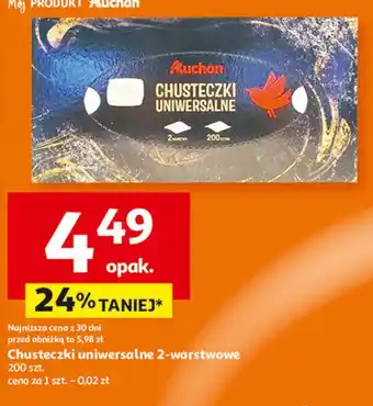Auchan Chusteczki uniwersalne 2-warstwowe Auchan oferta