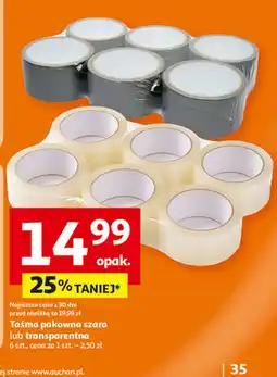 Auchan Taśma pakowna szara lub transparentna 6 szt oferta