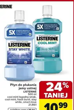 Carrefour Płyn do płukania ust mild berry Listerine Smart Rinse oferta