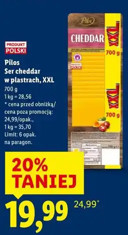 Lidl Pilos Ser cheddar w plastrach, XXL oferta