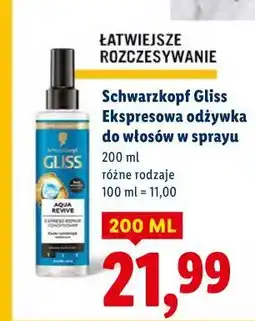 Lidl Schwarzkopf Gliss Ekspresowa odżywka do włosów w sprayu oferta