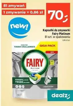 Dealz Kapsułki do zmywarki lemon Fairy Platinum oferta