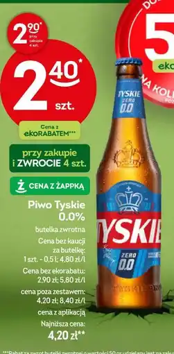 Żabka Piwo Tyskie 0.0% butelka zwrotna oferta