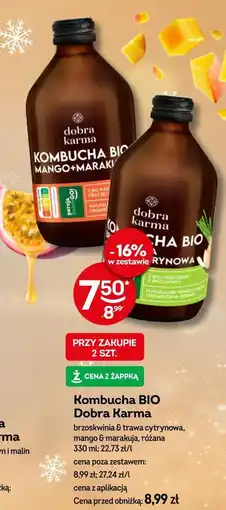 Żabka Kombucha BIO Dobra Karma (brzoskwinia & trawa cytrynowa, mango & marakuja, różana) oferta