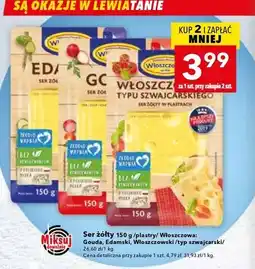 Lewiatan Ser żółty 150 g Włoszczowa (Gouda, Edamski, Włoszczowski typu szwajcarskiego) oferta