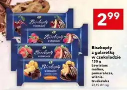 Lewiatan Biszkopty z galaretką w czekoladzie 135 g (malina, pomarańcza, wiśnia, truskawka) oferta