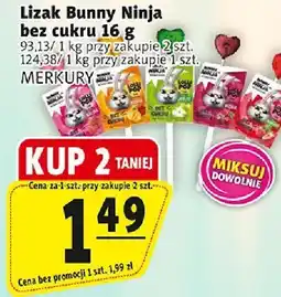 Prim Market Lizak Bunny Ninja bez cukru 16 g MERKURY oferta