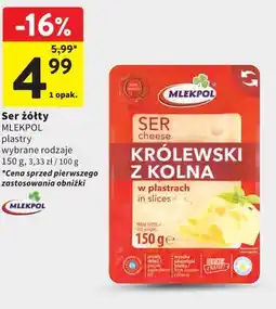 Intermarche Ser żółty plasterki MLEKPOL oferta