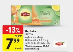 Intermarche Herbata LIPTON zielona wybór rodzajów 30/37,5 g (20 torebek) oferta