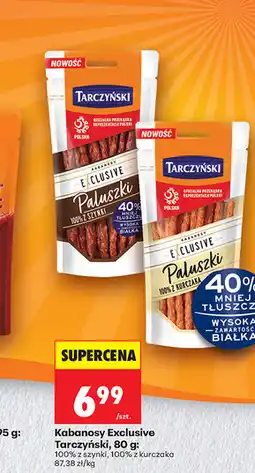 Biedronka Kabanosy Exclusive Tarczyński, 80 g: 100% z wieprzowiny, 100% z kurczaka oferta