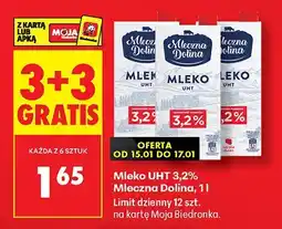 Biedronka Mleko UHT 3,2% 3+3 gratis oferta