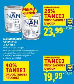 Lidl Mleka Nestlé NAN OptiPro Plus 2, 3, 4 lub 5 oferta