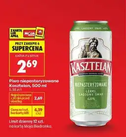 Biedronka Piwo niepasteryzowane Kasztelan, 500 ml oferta