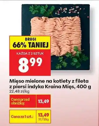 Biedronka Mięso mielone na kotlety z fileta z piersi indyka Kraina Mięs 400 g oferta
