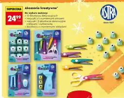 Biedronka Nożyczki +2 dziurkacze dekoracyjne z klipsami i wytłaczarką Astra oferta