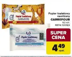 Carrefour Papier toaletowy nawilżany CARREFOUR 60 szt. różne rodzaje oferta