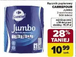 Carrefour Ręcznik papierowy CARREFOUR ESSENTIAL JUMBO 2-warstwowy 500 listków oferta