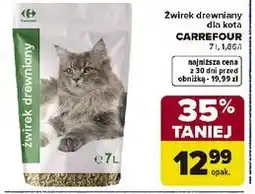Carrefour Żwirek drewniany dla kota CARREFOUR 7L, 1,68L oferta