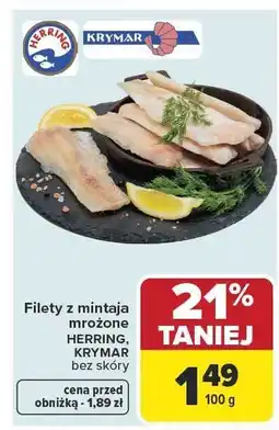 Carrefour Market Filety z mintaja mrożone HERRING, KRYMAR bez skóry oferta