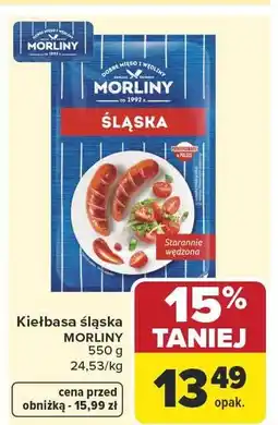 Carrefour Market Kiełbasa śląska Z NASZEJ WĘDZARNI cena bez aplikacji/Karty Seniora/Karty PAYBACK - 3,55 zł oferta