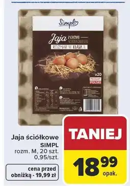 Carrefour Market Jaja ściółkowe SIMPL rozm. M, 20 szt. 0,95/szt oferta