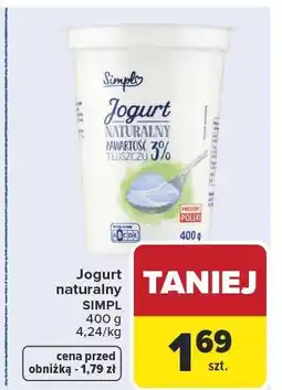 Carrefour Jogurt naturalny SIMPL 400 g 4,24/kg oferta