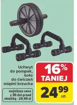 Carrefour Uchwyt do pompek, koło do ćwiczeń mięśni brzucha oferta