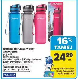 Carrefour Butelka filtrująca wodę AQUAPHOR poj. 0,5 l różne rodzaje oferta