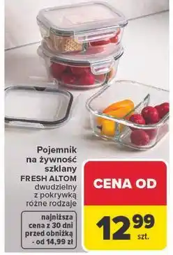 Carrefour Pojemnik na żywność szklany FRESH ALTOM dwudzielny z pokrywką oferta