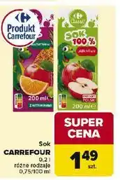 Carrefour Carrefour Sok 100% (200 ml, różne rodzaje) oferta