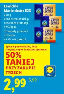 Lidl Masło Łowickie ekstra 82% oferta