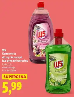 Lidl W5 Koncentrat do mycia naczyń lub płyn uniwersalny (1,35 L, 1,5 L, różne rodzaje) oferta