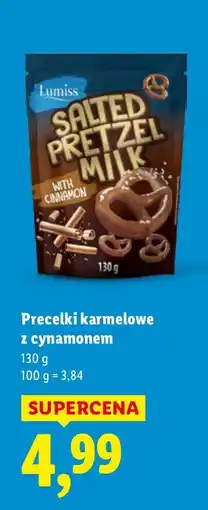 Lidl Precelki karmelowe z cynamonem Lumiss Salted Pretzel oferta
