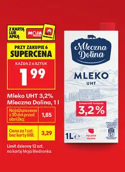 Biedronka Mleko UHT 3,2% Mleczna Dolina oferta