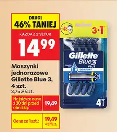 Biedronka Maszynki jednorazowe Gillette Blue 3, 4 szt oferta