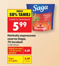 Biedronka Herbata ekspresowa czarna Saga oferta