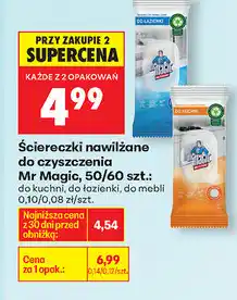 Biedronka Ściereczki nawilżane do czyszczenia Mr Magic, 50/60 szt oferta