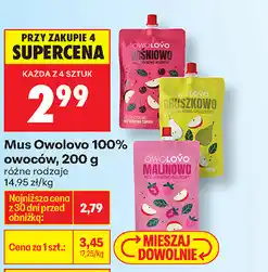 Biedronka Mus Owolovo 100% owoców, 200 g różne rodzaje oferta