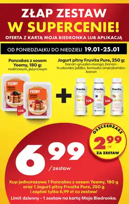 Biedronka Pancakes z sosem Yeemy, 180 g (malinowym, jeżynowym) oferta