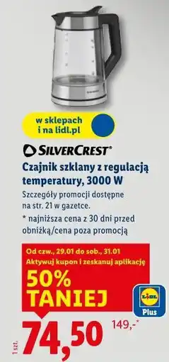 Lidl SILVERCREST Czajnik szklany z regulacją temperatury, 3000 W oferta